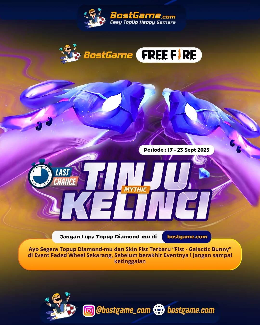 Free Fire : Last Chance! Skin Fist terbaru “Galactic Bunny” cuma sampai 23 Sept 2025