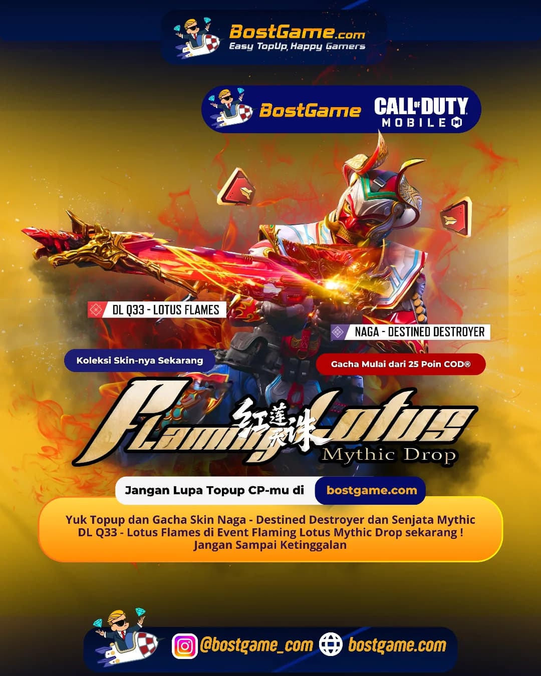 Call Of Duty Mobile : Skin Naga - Destined Destroyer dan Senjata Mythic DL Q33 - Lotus Flames!
