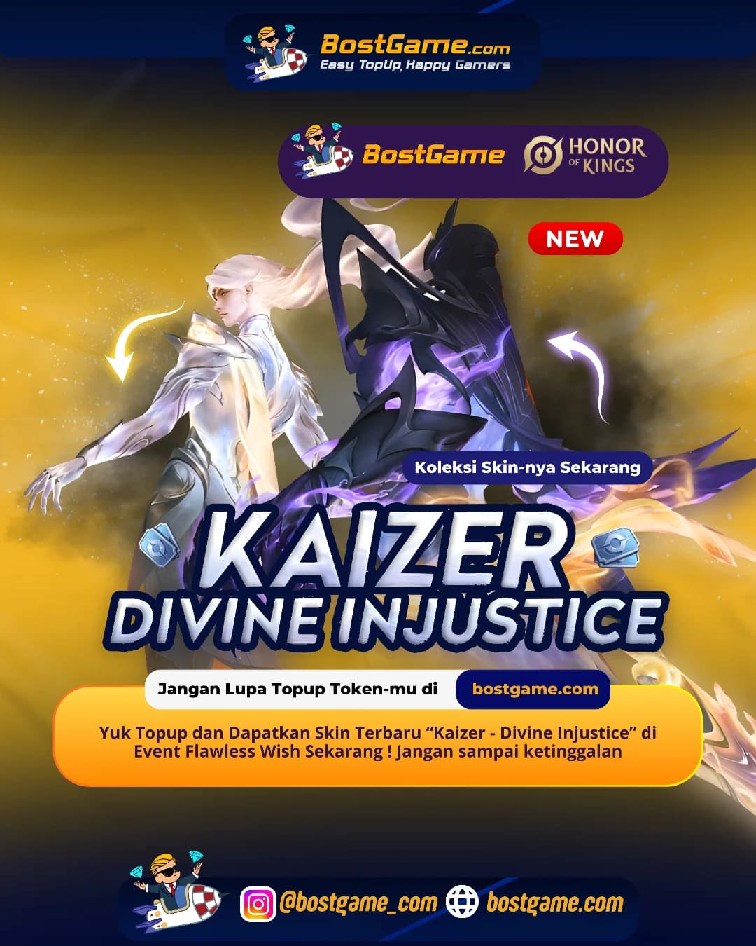 Honor Of Kings : Skin terbaru “Kaizer – Divine Injustice” akhirnya resmi mendarat di Event Flawless Wish! 
