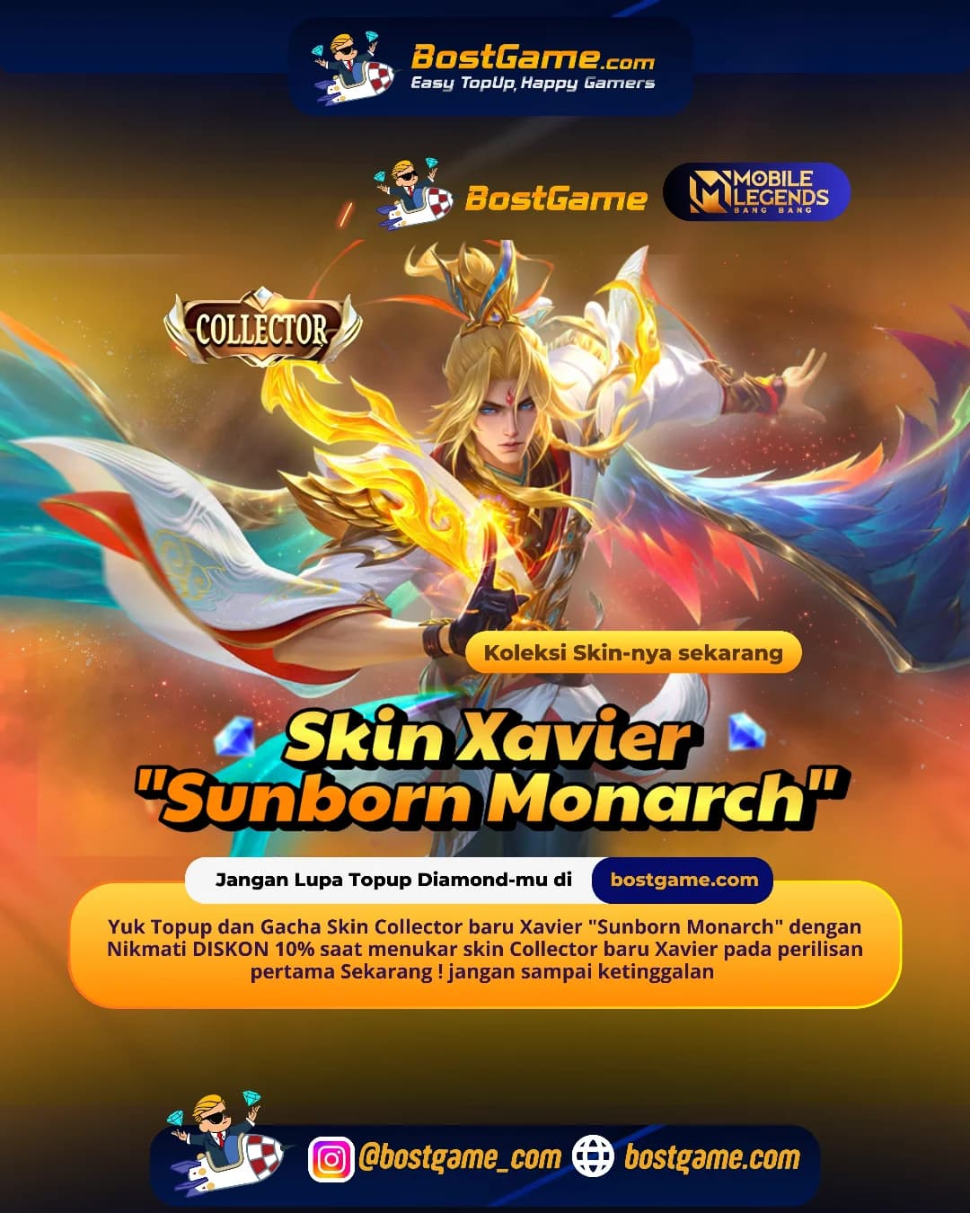 Mobile Legends Bang Bang : Skin Collector BARU Xavier “Sunborn Monarch” akhirnya resmi hadir, guyss!