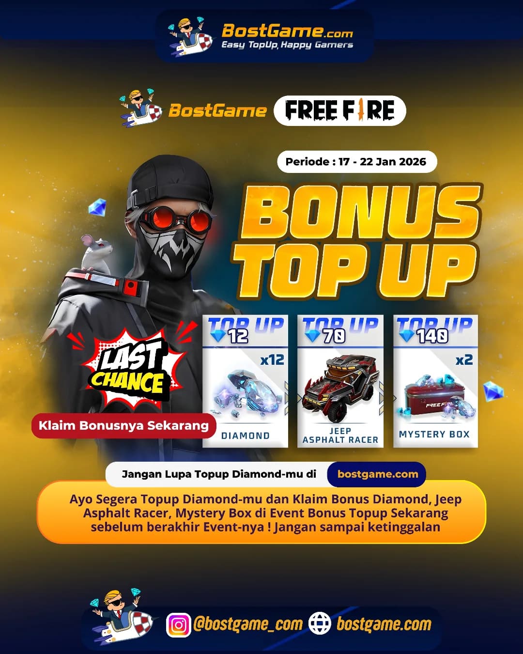 Free Fire : Jangan lewatkan! CUMA HARI INI sampai 22 Januari 2026!