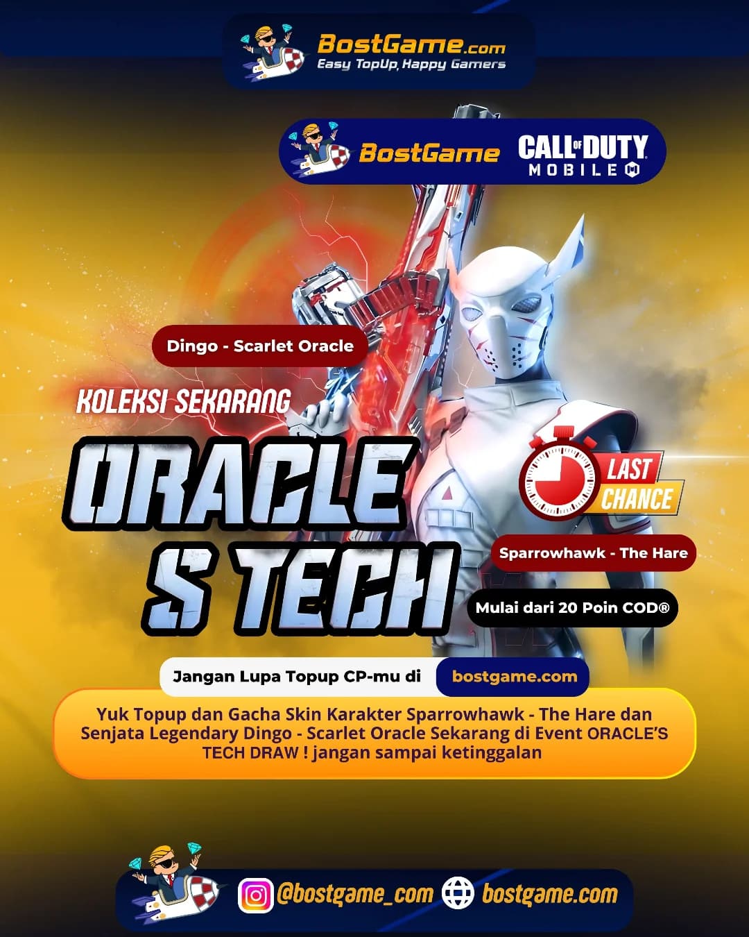 Call Of Duty Mobile : Event 𝗢𝗥𝗔𝗖𝗟𝗘’𝗦 𝗧𝗘𝗖𝗛 𝗗𝗥𝗔𝗪 masih berlangsung, lho!