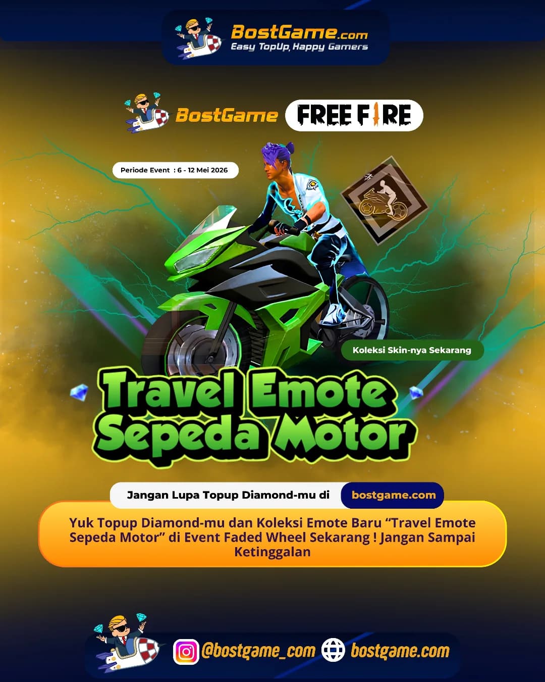 Free Fire : Emote Baru “Travel Emote Sepeda Motor” 🏍️