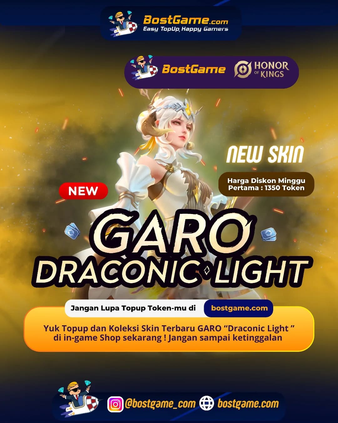 Honor Of Kings : Skin terbaru GARO "Draconic Light" resmi mendarat di Honor of Kings! 