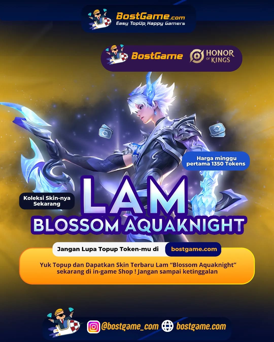 Honor Of Kings : Skin terbaru Lam “Blossom Aquaknight” udah resmi hadir di Shop!