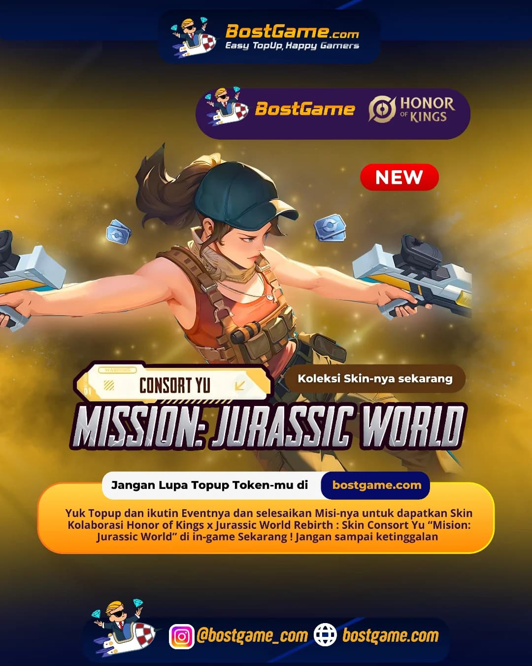 Honor Of Kings : Kolaborasi Super Epic HOK x Jurassic World Rebirth Udah Muncul Sobat HOK !
