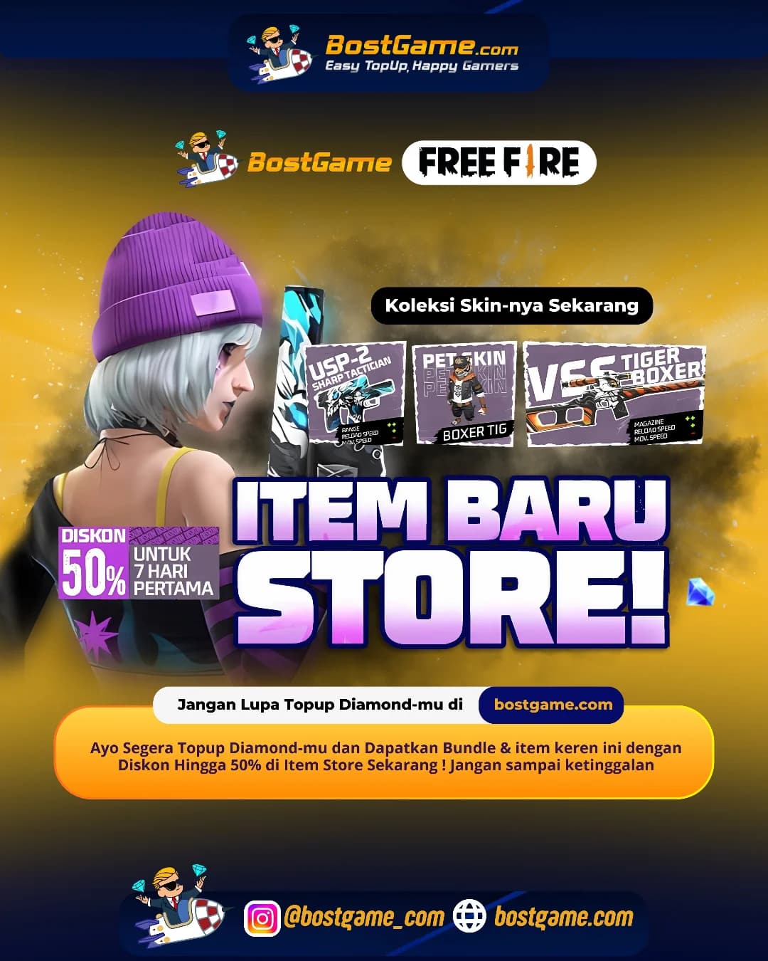 Free Fire : Item Store Baru udah resmi hadir dengan diskon gila-gilaan sampai 50% loh!