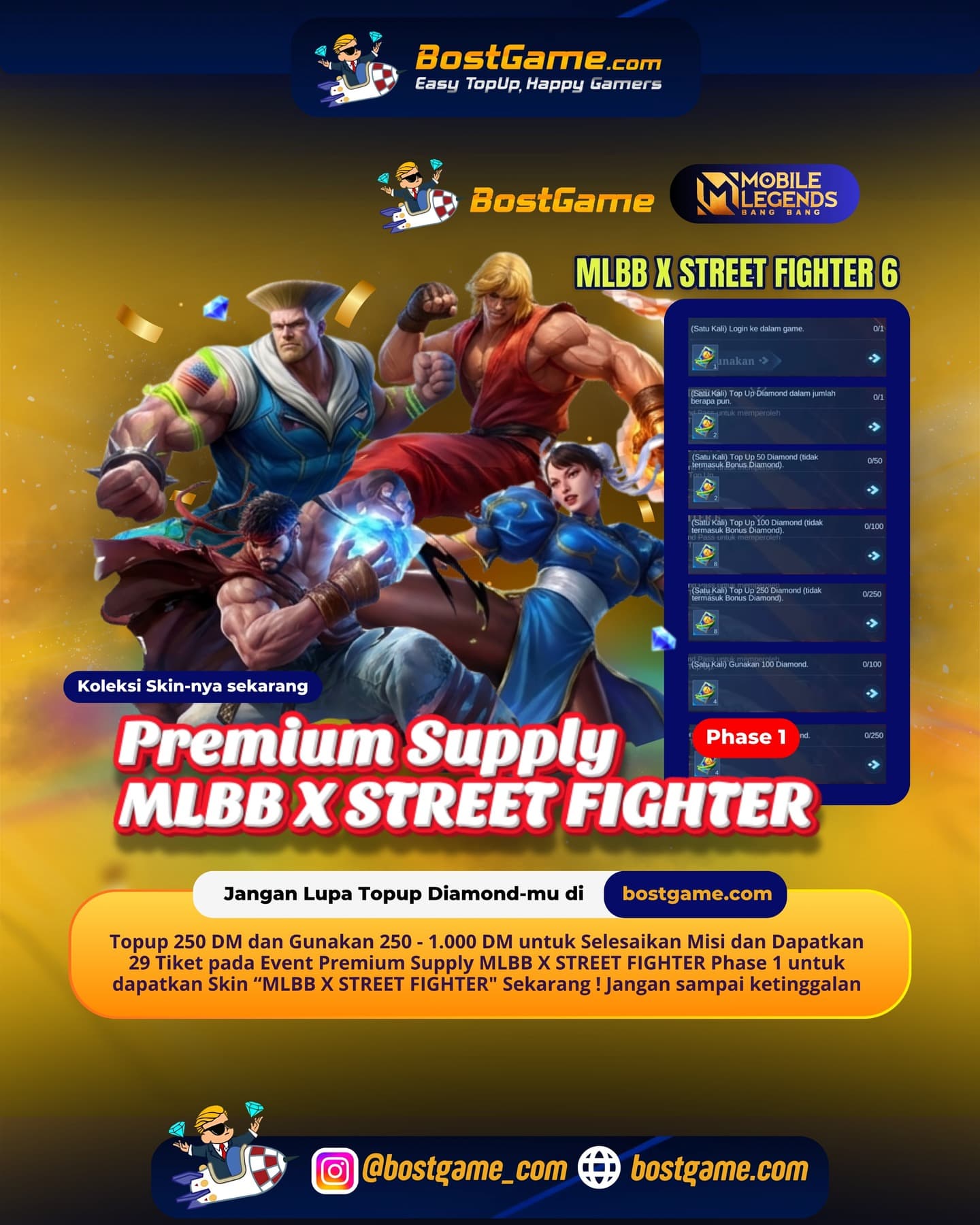 Mobile Legends Bang Bang : Event Premium Supply MLBB X STREET FIGHTER Phase 1 Telah Hadir Guyss 🔥