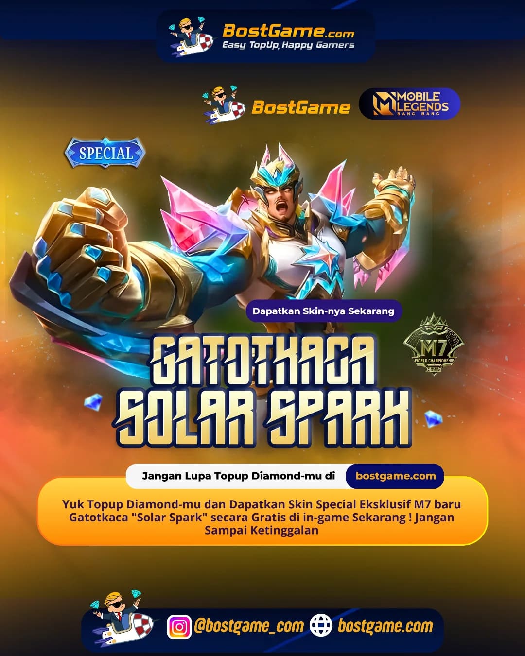 Mobile Legends Bang Bang : Skin Special Eksklusif M7 Gatotkaca “Solar Spark” resmi HADIR, guyss!