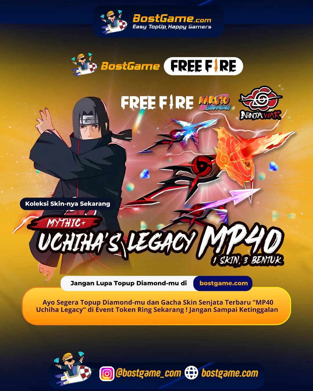 Free Fire : MP40 “Uchiha Legacy” udah resmi mendarat di Event Token Ring FF