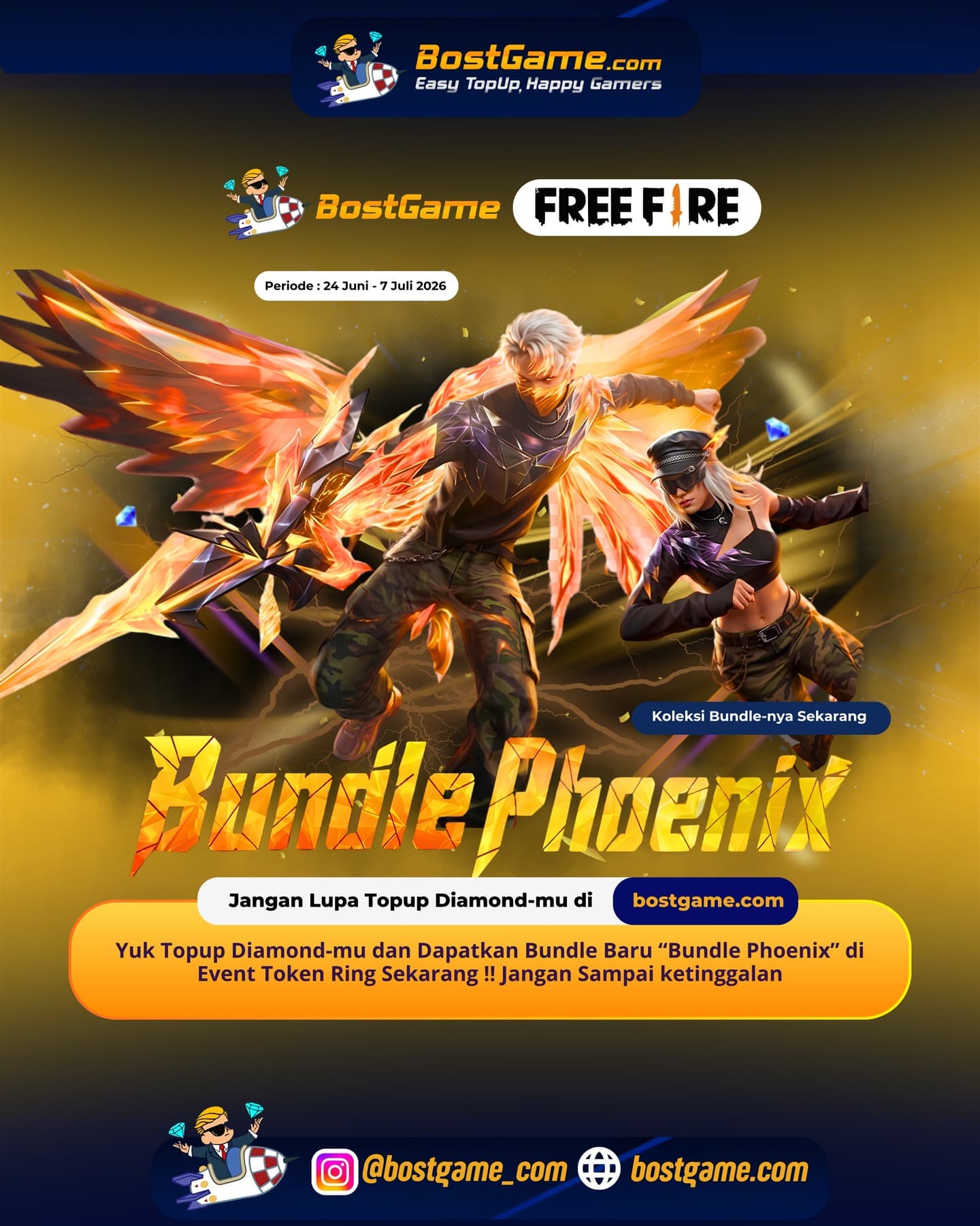 Free Fire : BUNDLE PHOENIX RESMI HADIR!  Periode Event  24 Juni – 7 Juli 2026