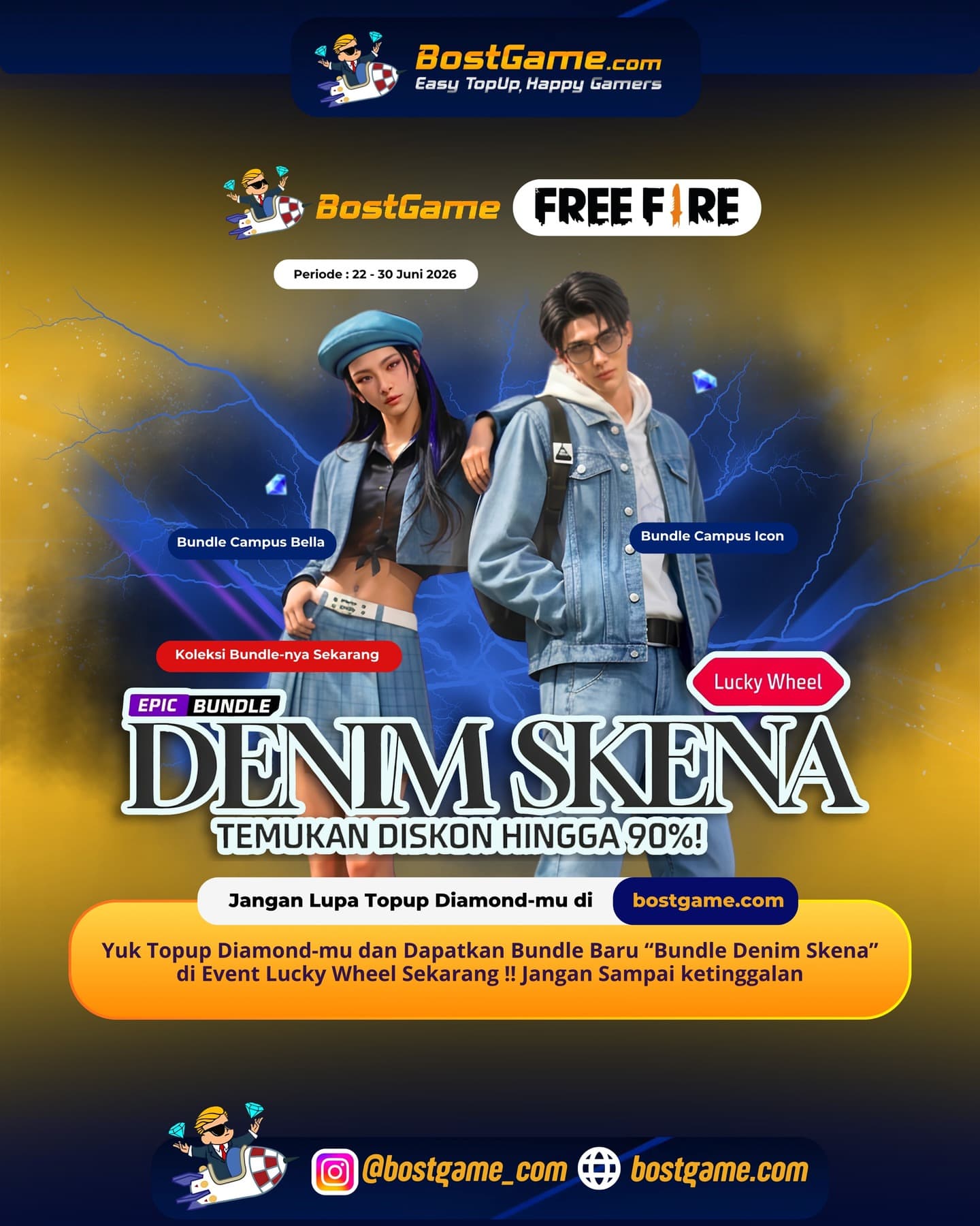 Free Fire : BUNDLE DENIM SKENA RESMI HADIR!  Periode Event  22 – 30 Juni 2026 