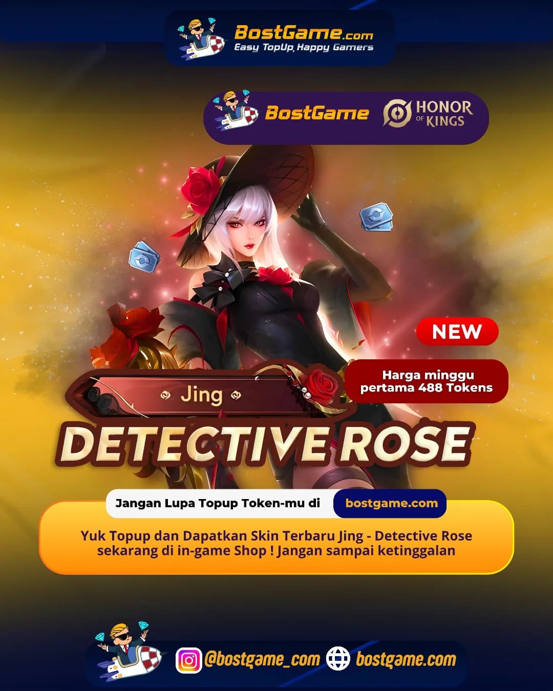 Honor Of Kings :  Skin Terbaru Jing – Detective Rose resmi RILIS! 