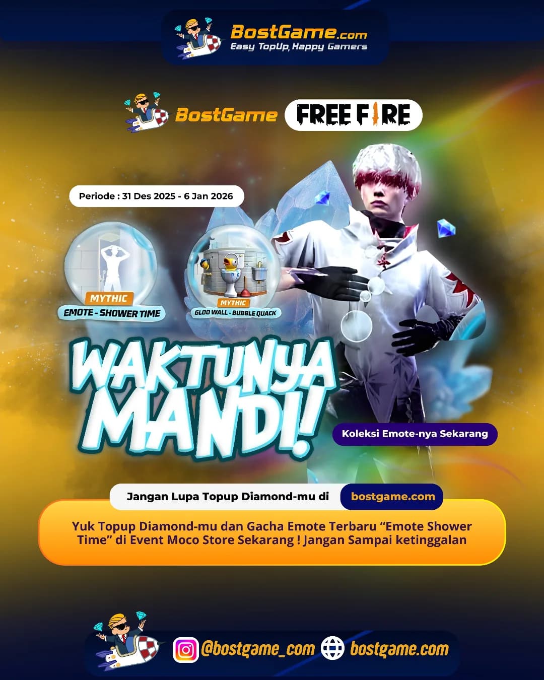 Free Fire : Emote terbaru “EMOTE Shower Time” resmi hadir, Sobat FF!