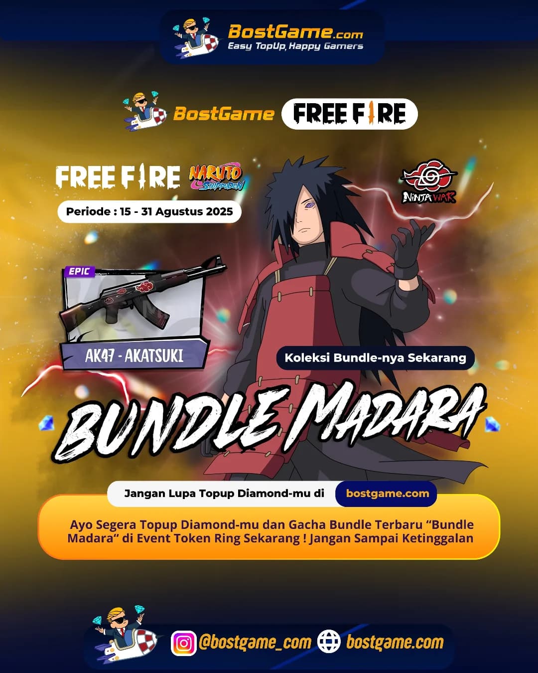 Free Fire : Bundle Madara Udah Hadir, Sobat FF!  Periode: 15 – 31 Agustus 2025