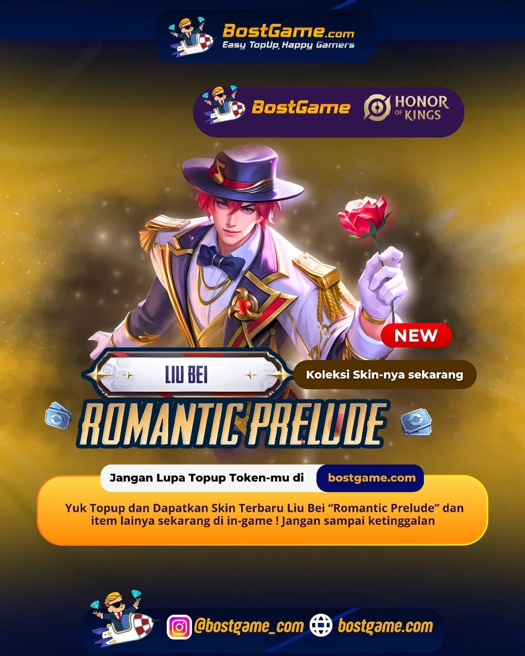 Honor Of Kings : Skin Terbaru Liu Bei “Romantic Prelude” resmi mendarat!