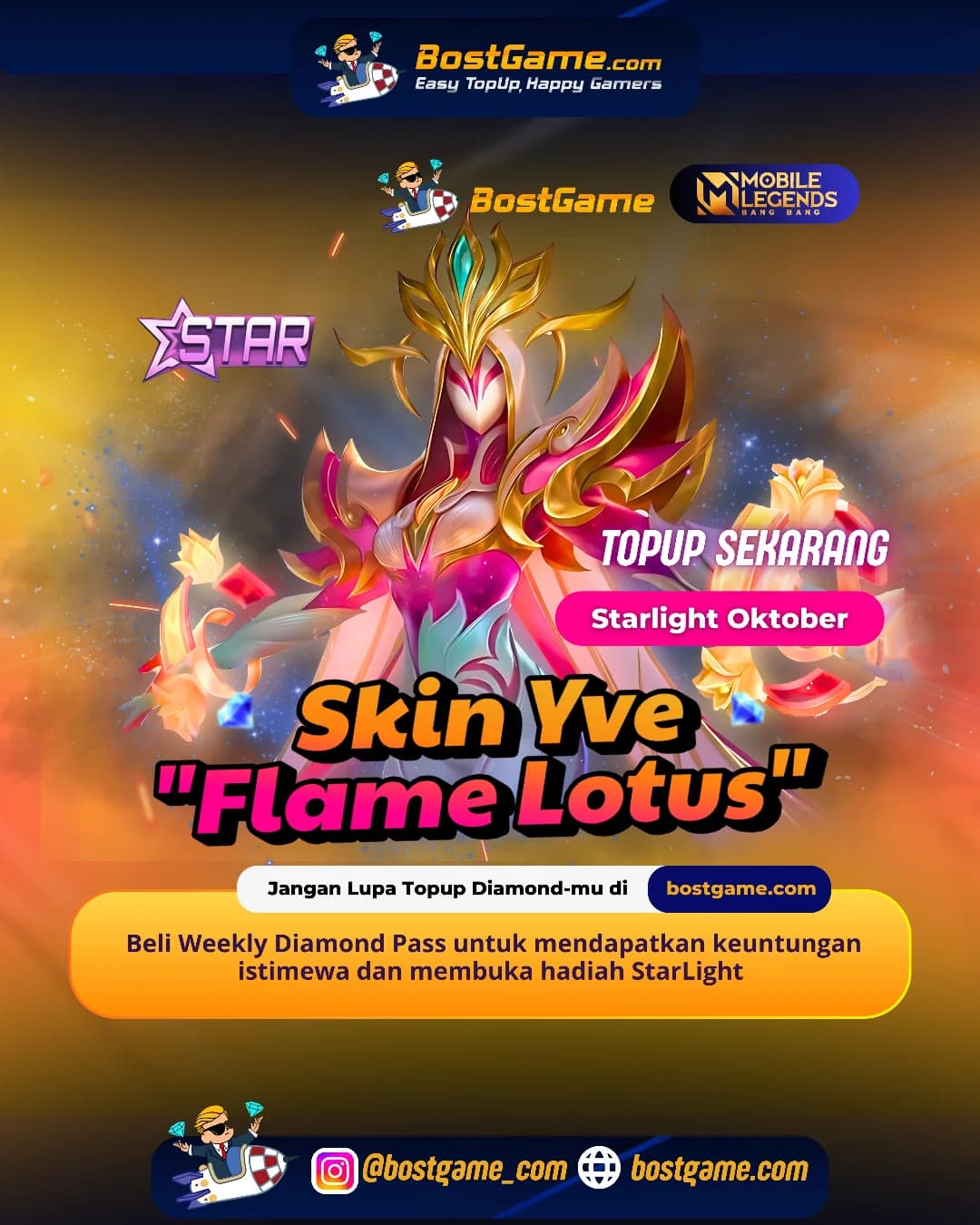 Mobile Legends : Skin eksklusif StarLight Oktober Yve "Flame Lotus" akhirnya resmi mendarat!