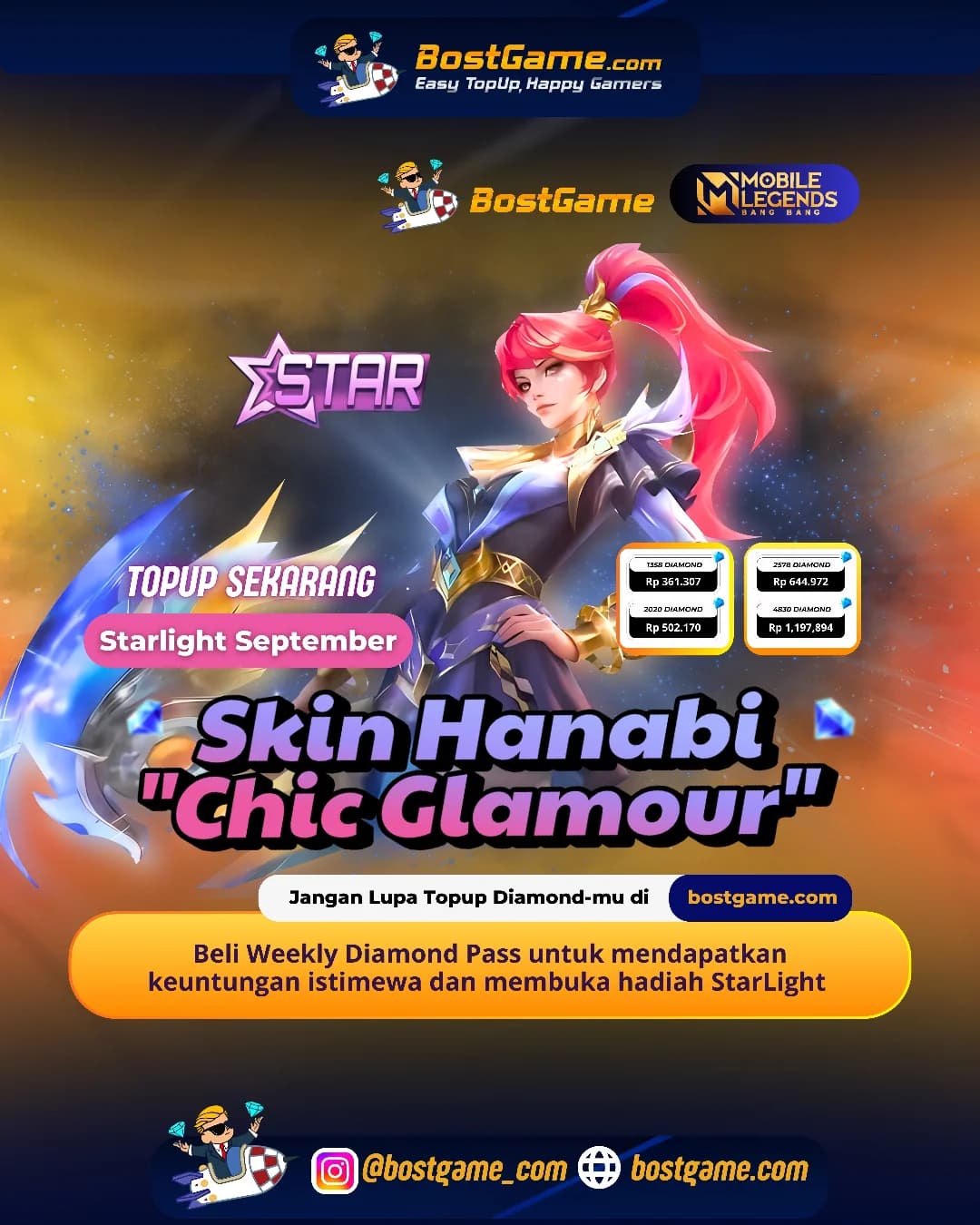 Mobile legends : Skin StarLight September Hanabi “Chic Glamour” akhirnya resmi mendarat