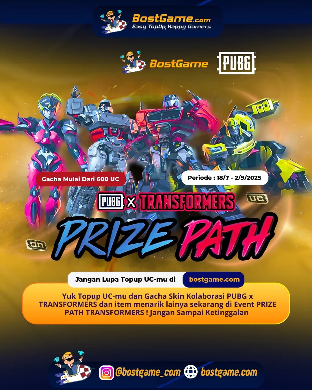 Pubg : Event PRIZE PATH x TRANSFORMERS RESMI HADIR!
