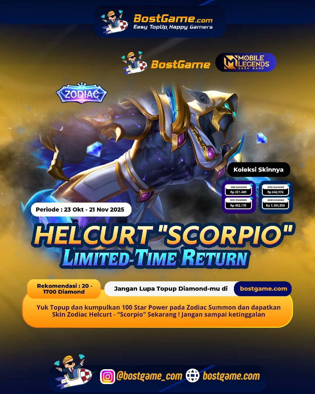 Mobile Legends : Kumpulin 100 Star Power dan Gacha Skin Zodiac Helcurt - “Scorpio"!