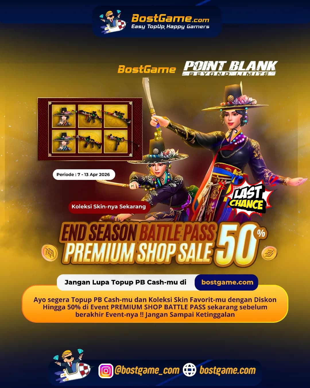 Point Blank : Hari Terakhir Event PREMIUM SHOP BATTLE PASS   Periode Akhir 13 April 2026