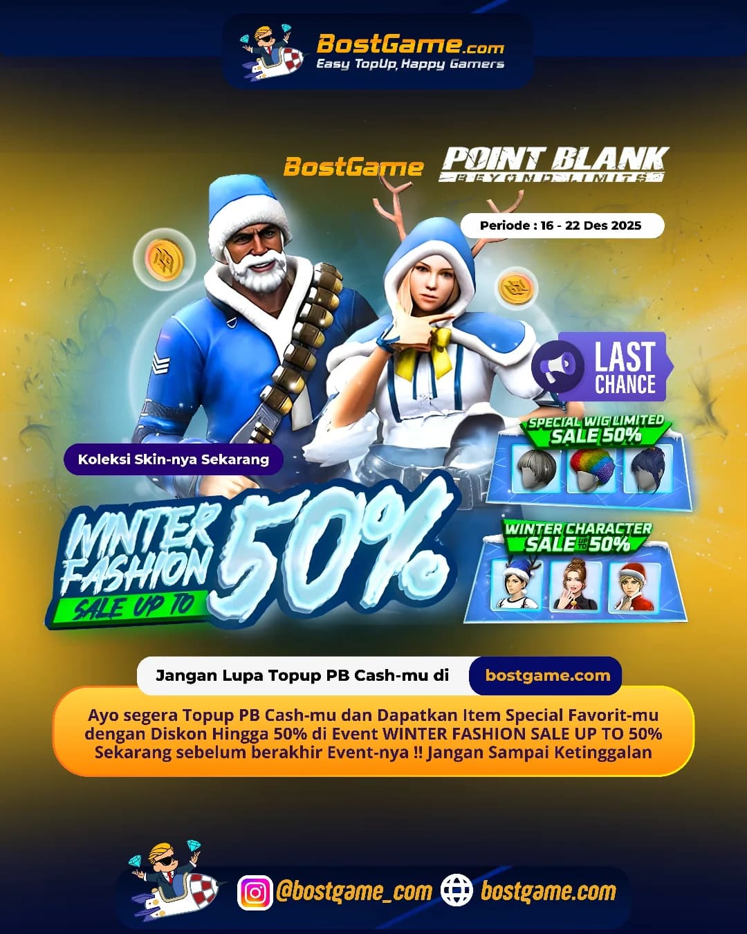 Point Blank : HARI TERAKHIR! WINTER FASHION SALE UP TO 50%, sampai 22 Desember detik-detik terakhir nih, guysss!