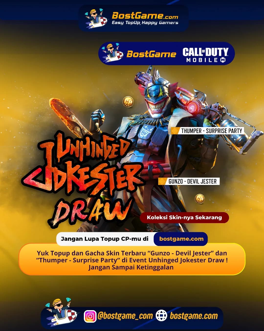 Call Of Duty Mobile : Event Unhinged Jokester Draw Telah Hadir Guyss, 10% Off First 7 days!