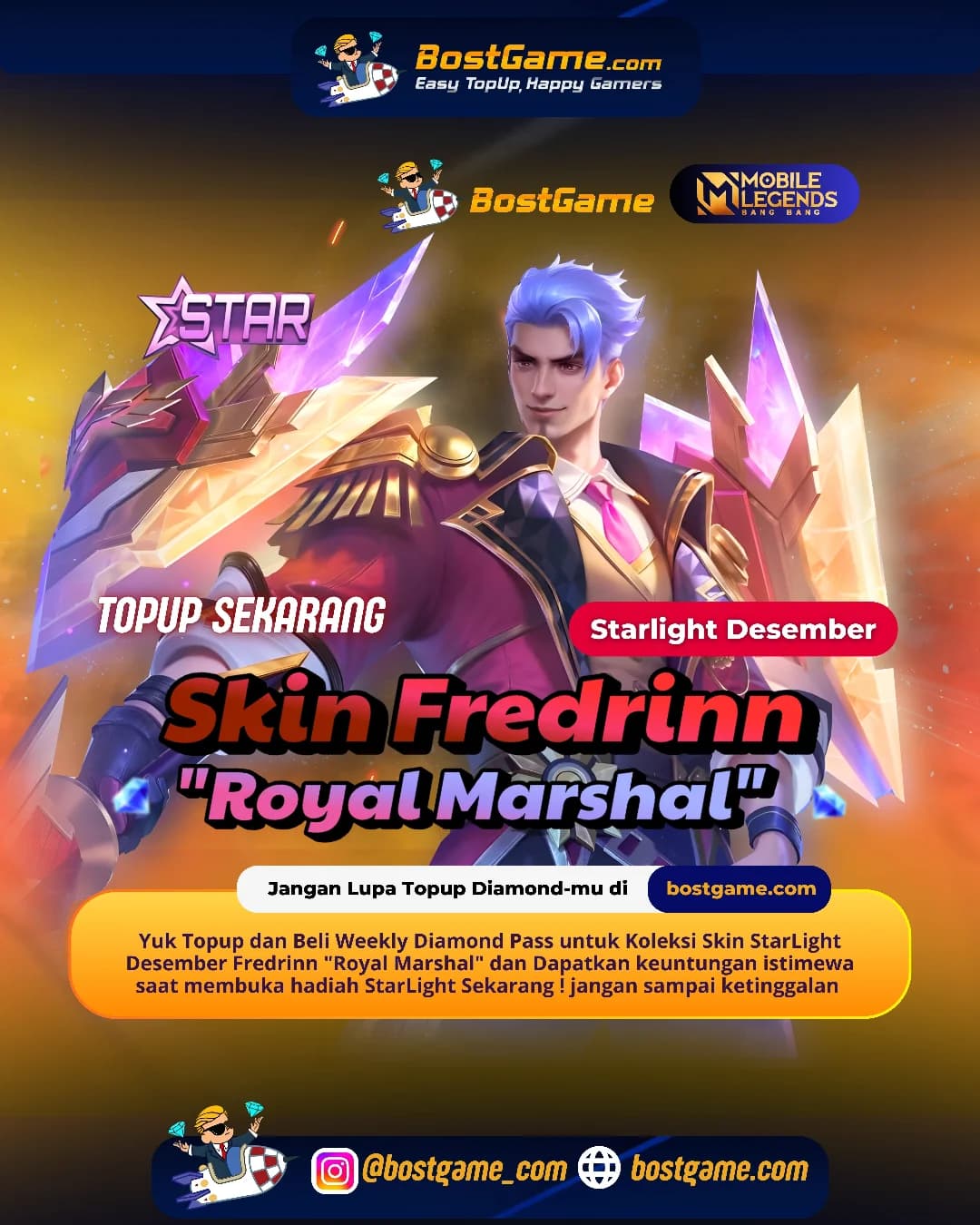 Mobile Legends :  Skin StarLight Desember – Fredrinn “Royal Marshal” akhirnya resmi turun ke Land of Dawn!
