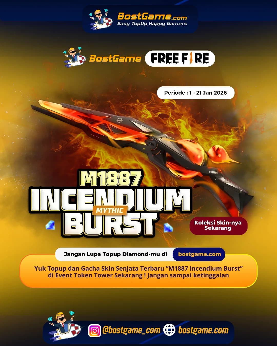 Free Fire : Skin Senjata Terbaru “M1887 – Incendium Burst” akhirnya HADIR, guyss!