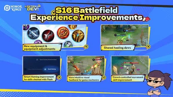 Honor of Kings Season 16 Bawa Battlefield Improvements, Ada Equipment Stealth Baru dan Shared Healing Dews
