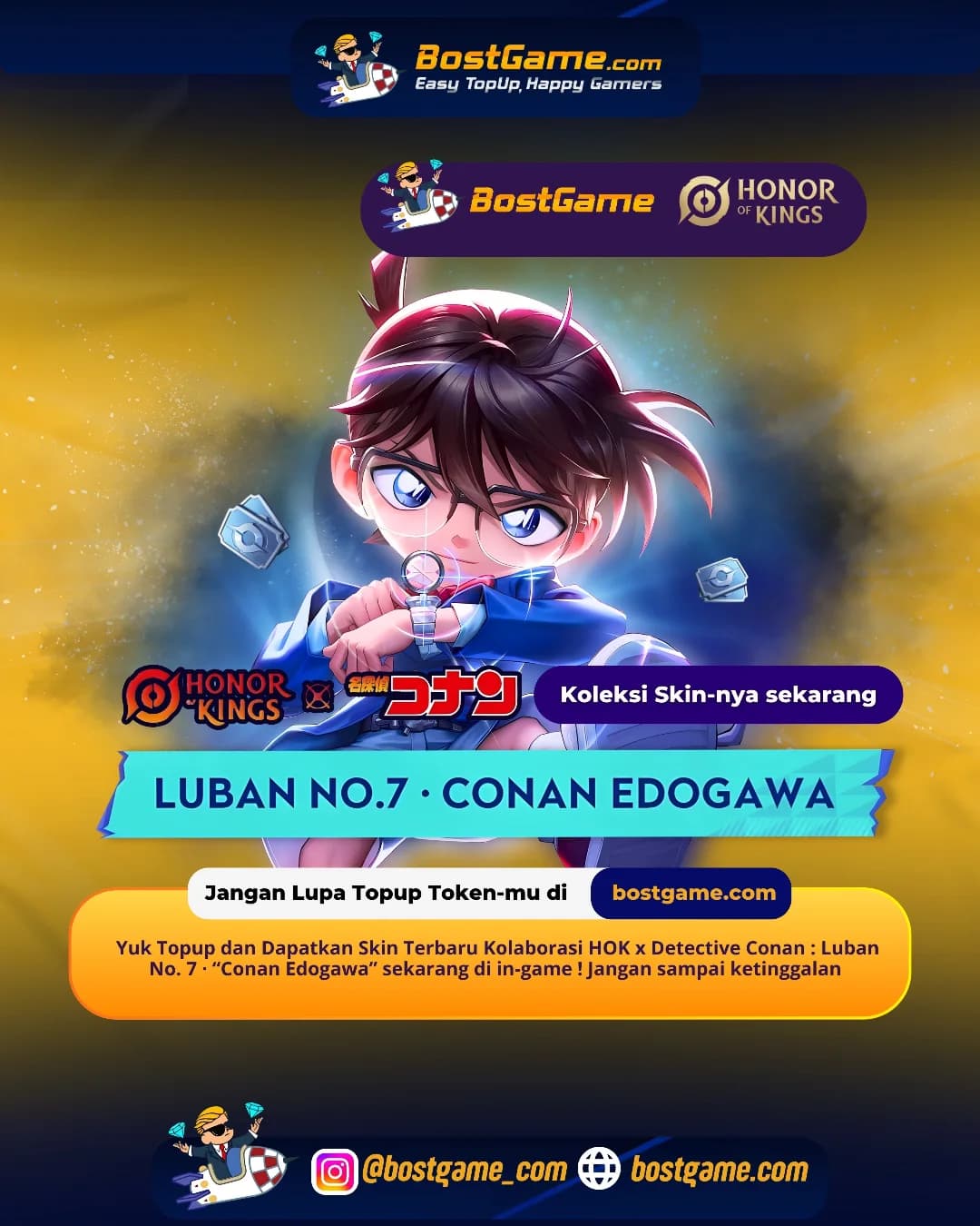 Honor Of Kings : Skin Luban No. 7 · Conan Edogawa dari kolaborasi HOK x Detective Conan resmi hadir di in-game!