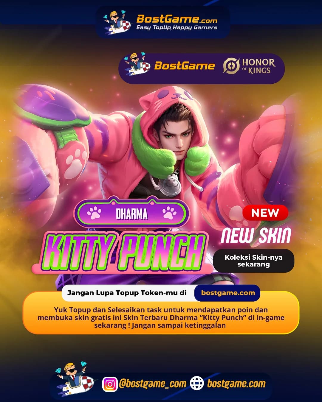 Honor Of Kings : Skin Dharma terbaru "Kitty Punch" udah mendarat di arena!