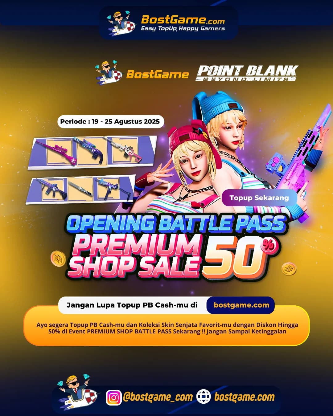 Point Blank : PREMIUM SHOP BATTLE PASS IS BACK! "Periode: 19 – 25 Agustus 2025 "