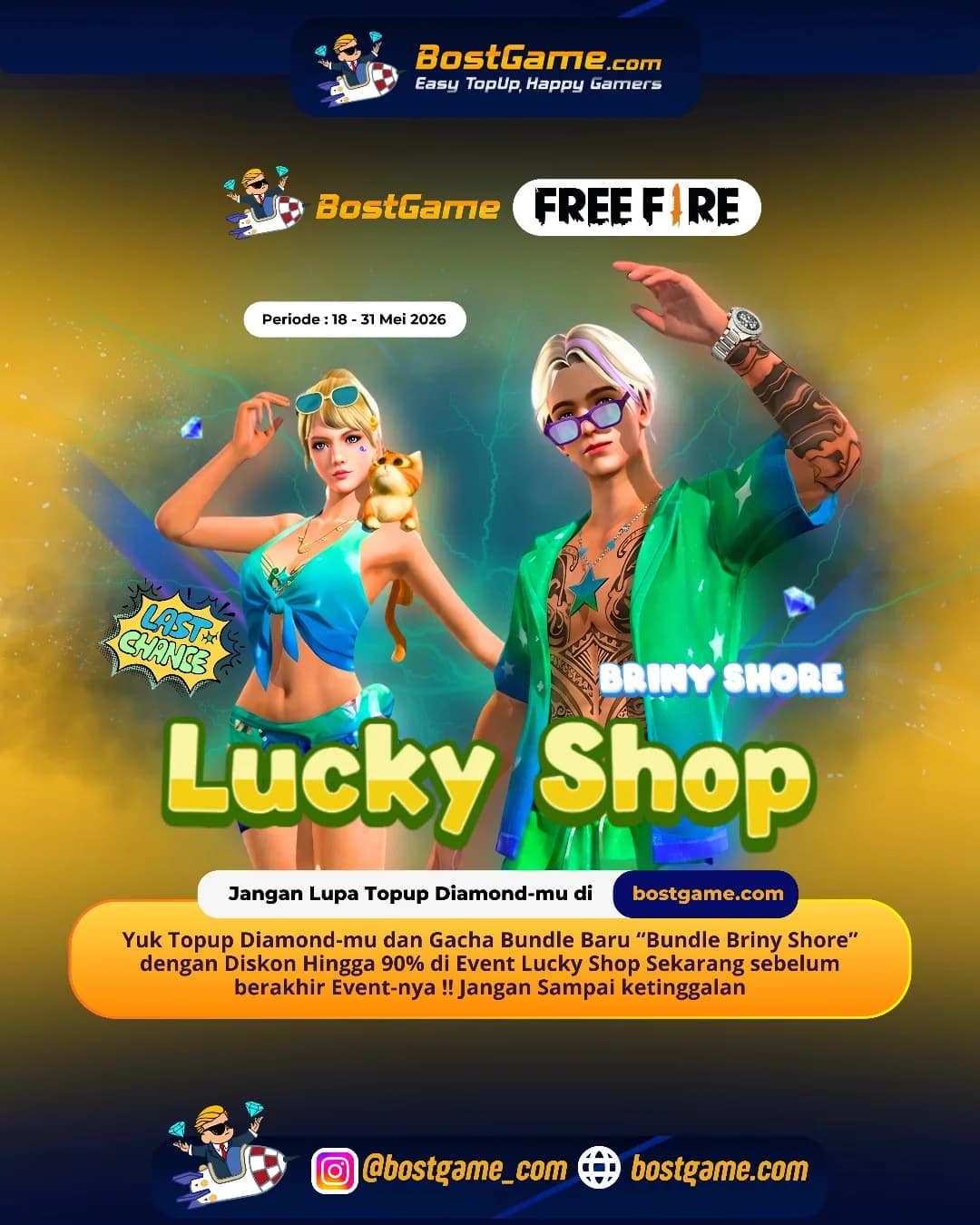 Free Fire : HARI TERAKHIR EVENT LUCKY SHOP, SOBAT FF!   Periode Event 18 – 31 Mei 2026 ⏳