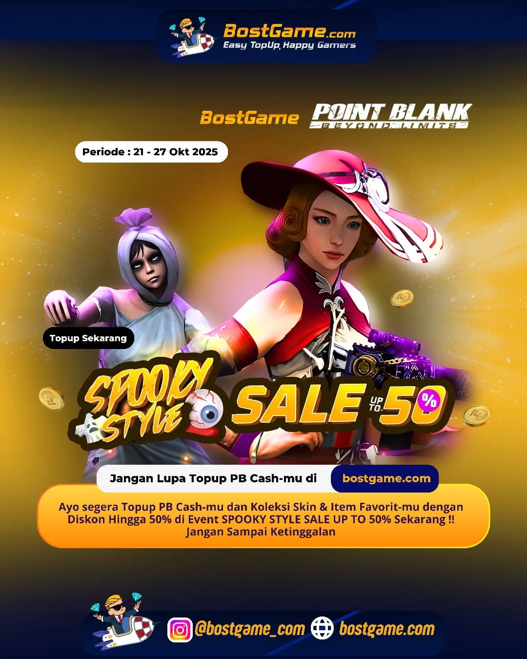 Point Blank Cash : Spooky vibes udah datang nih~ siap-siap borong diskonan seram tapi hemat banget!
