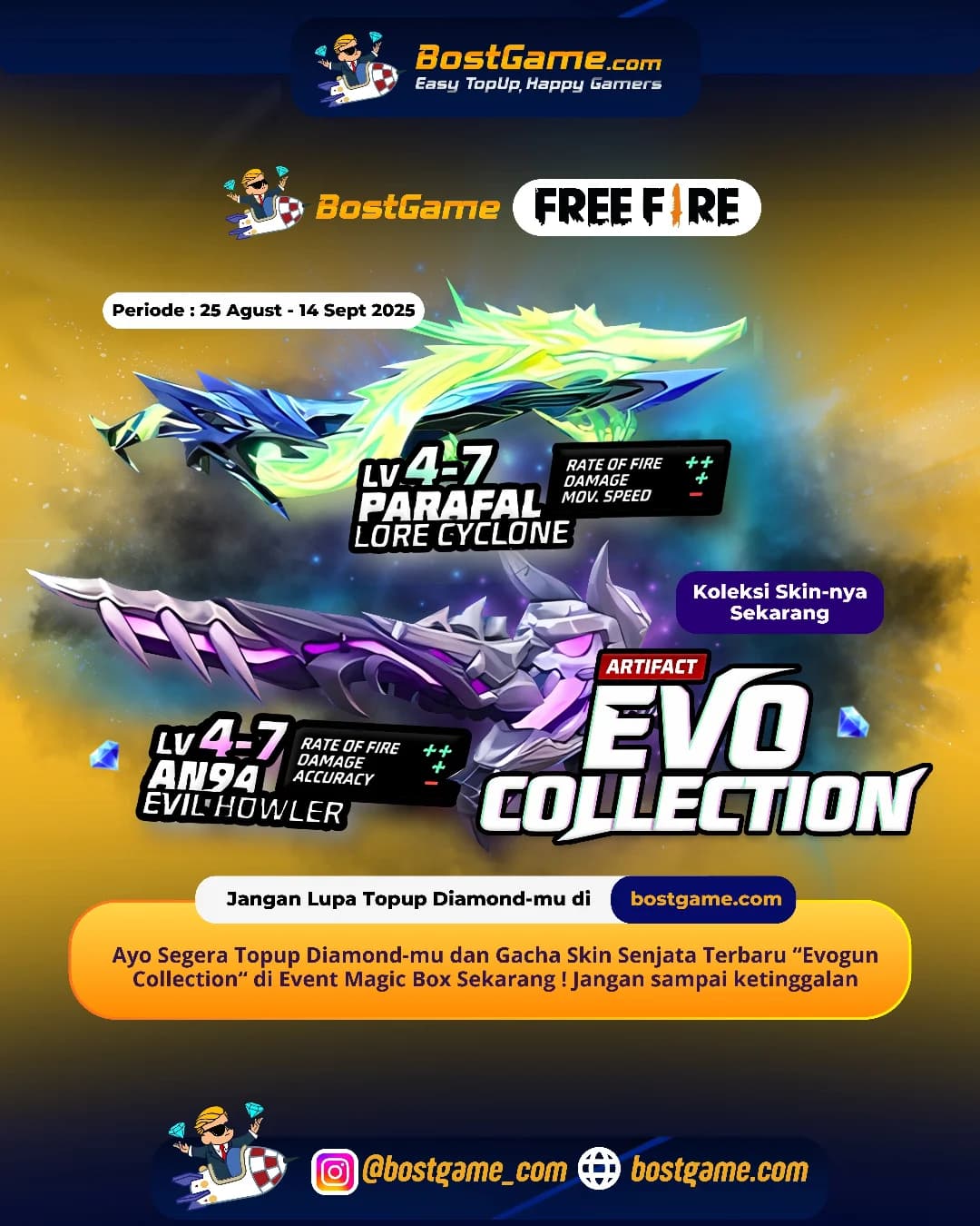 Free Fire : Skin Senjata Baru “Evogun Collection“ udah resmi turun ke battlefield!