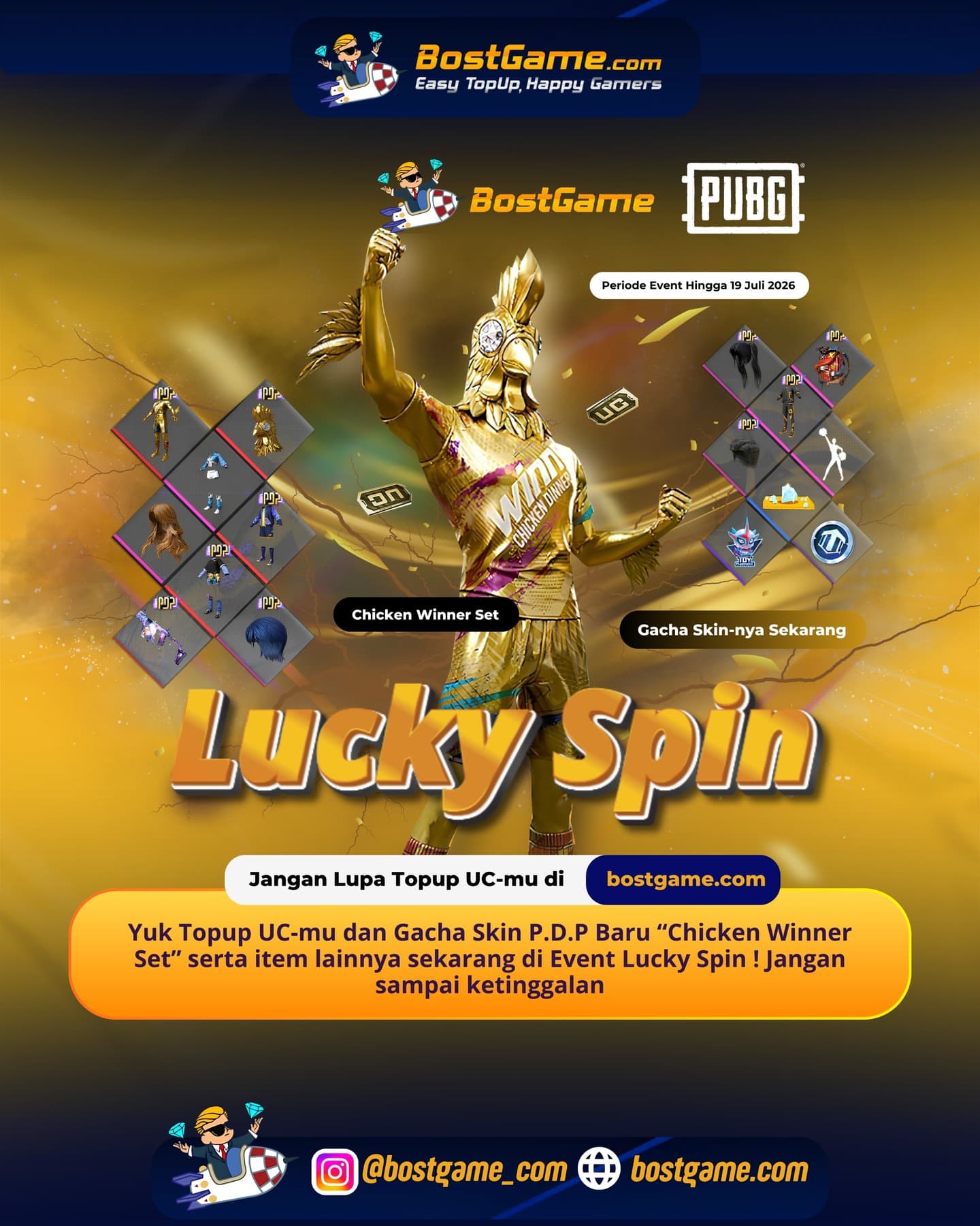 PUBG Mobile : LUCKY SPIN HADIR KEMBALI DENGAN SKIN P.D.P BARU! Periode Event  Hingga 19 Juli 2026 🥳