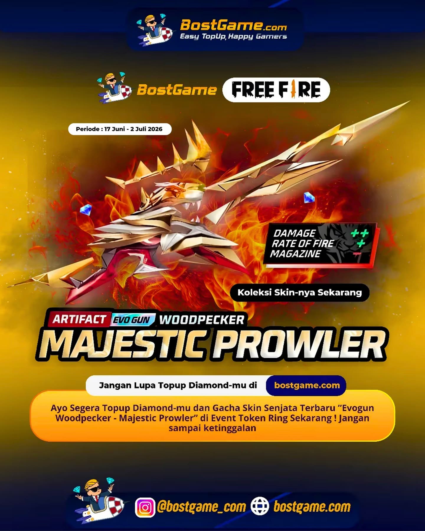 Free Fire : SENJATA BARU RESMI HADIR DI FREE FIRE! Periode Event 17 Juni – 2 Juli 2026