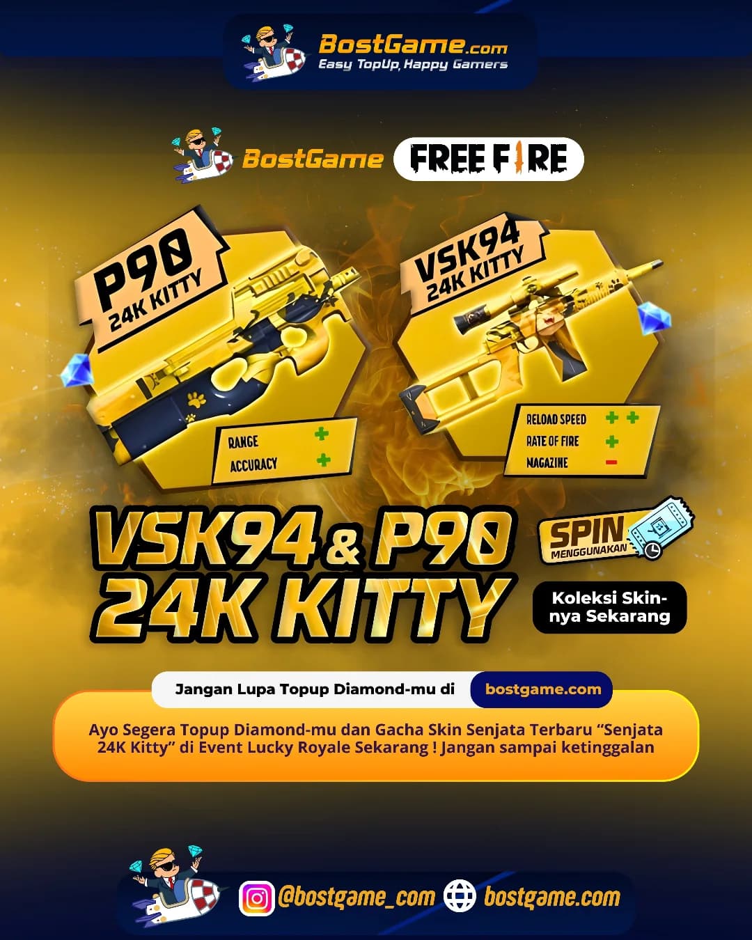 Free Fire : Skin Senjata Terbaru “24K Kitty” akhirnya rilis, Sobat  FF!