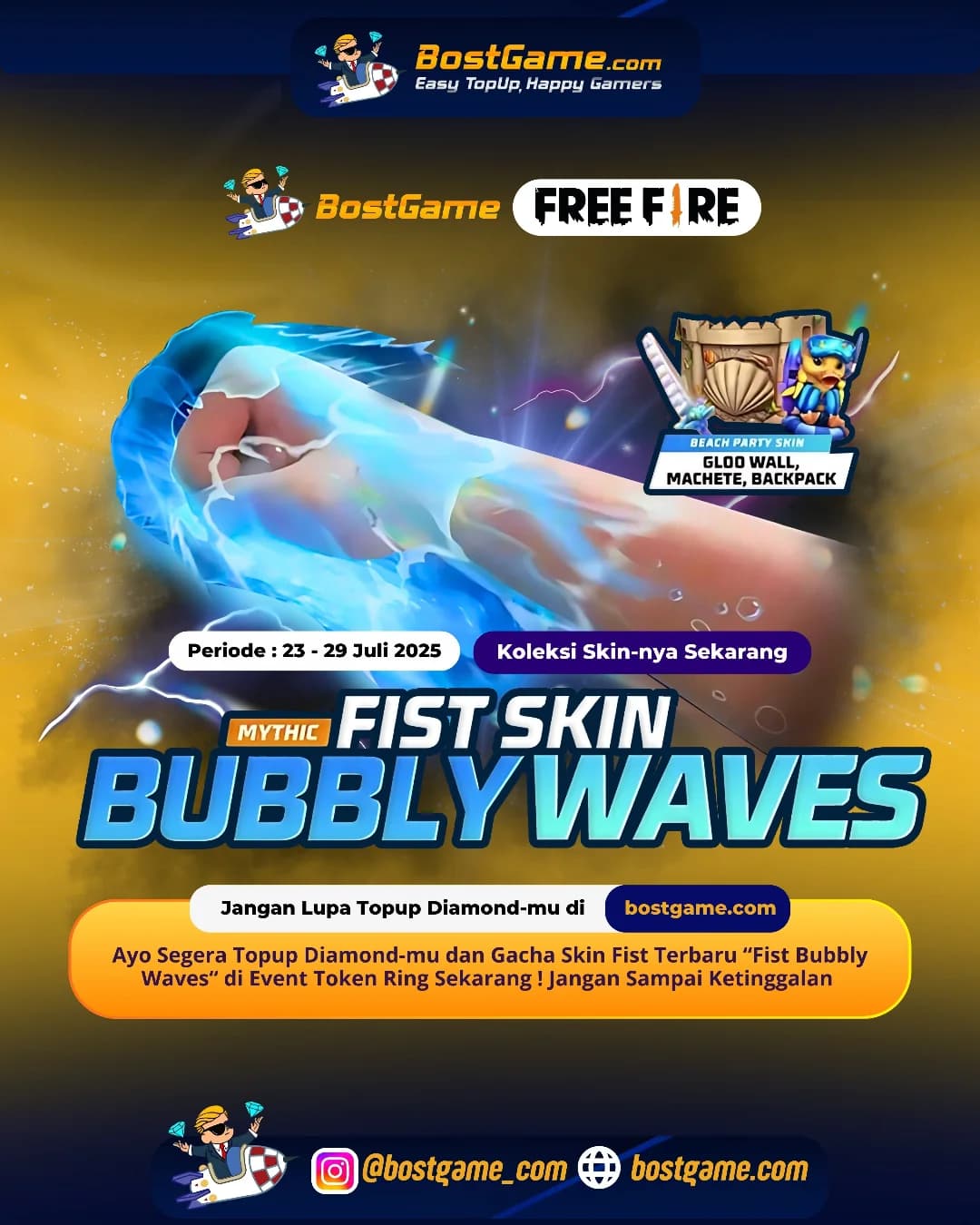 Free Fire : Skin Fist “Bubbly Waves” Udah Muncul Lagi Nih!
