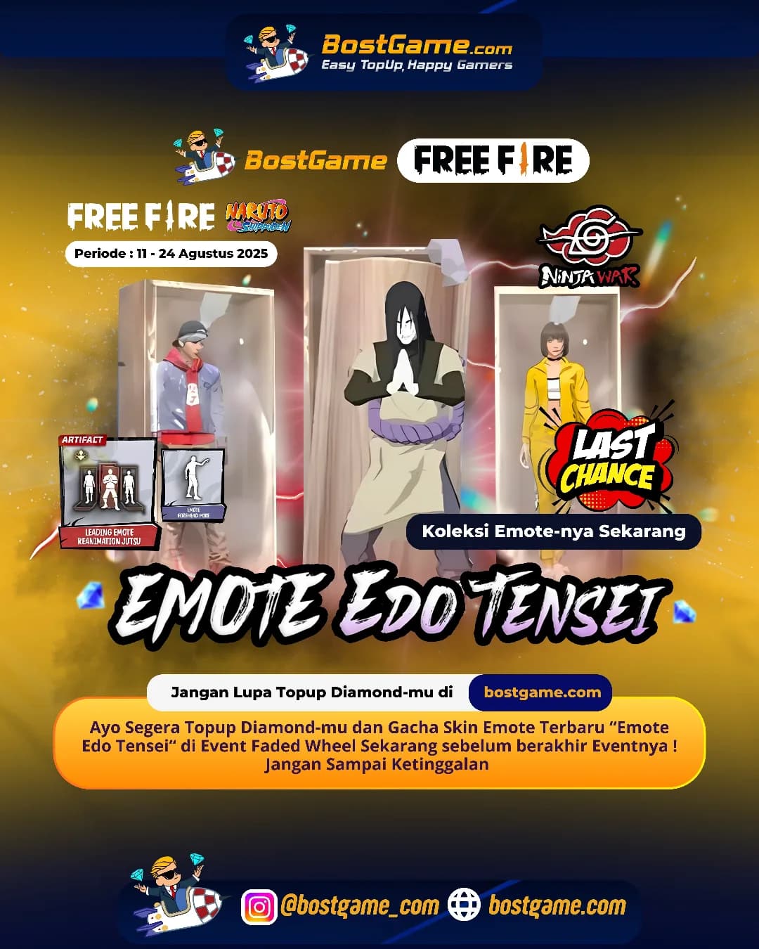 Free Fire : Event Skin Emote “Edo Tensei” hadir cuma sampai 24 Agustus 2025!
