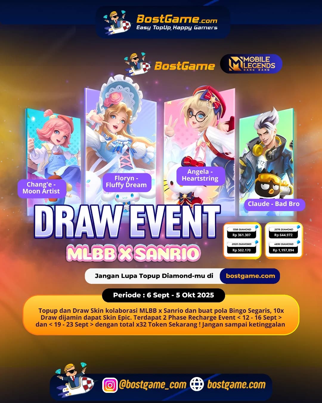 Mobile Legends : MLBB x SANRIO IS HERE!  "Periode 6 Sept – 5 Okt 2025"