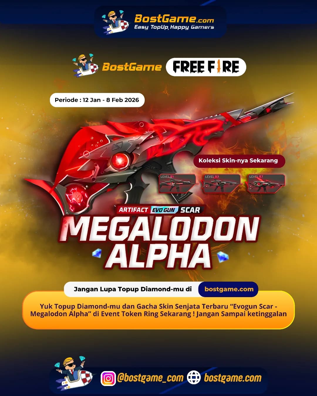 Free Fire : Skin Senjata Terbaru “EVOGUN SCAR – Megaladon Alpha” akhirnya HADIR, guyss !
