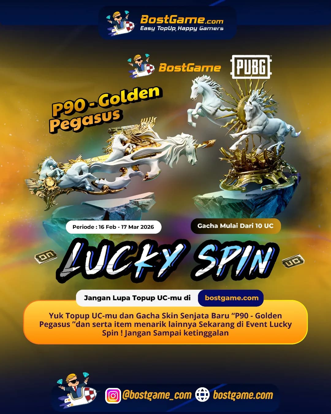 PUBG Mobile: Event Lucky Spin Hadir kembali dengan Skin Senjata Baru “P90 - Golden Pegasus”!