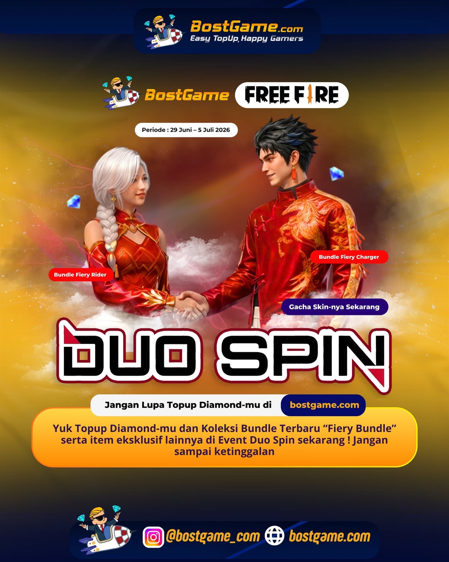 Free Fire : EVENT DUO SPIN RESMI HADIR DENGAN BUNDLE BARU!  29 Juni – 5 Juli 2026