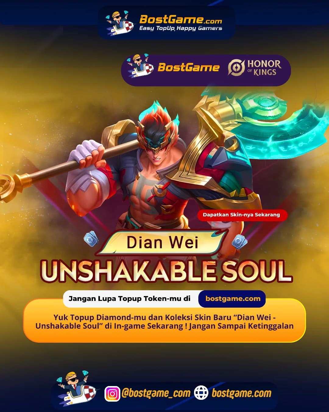 Honor Of Kings : Skin “Dian Wei – Unshakable Soul” kini resmi hadir Guysss ⚔️💥