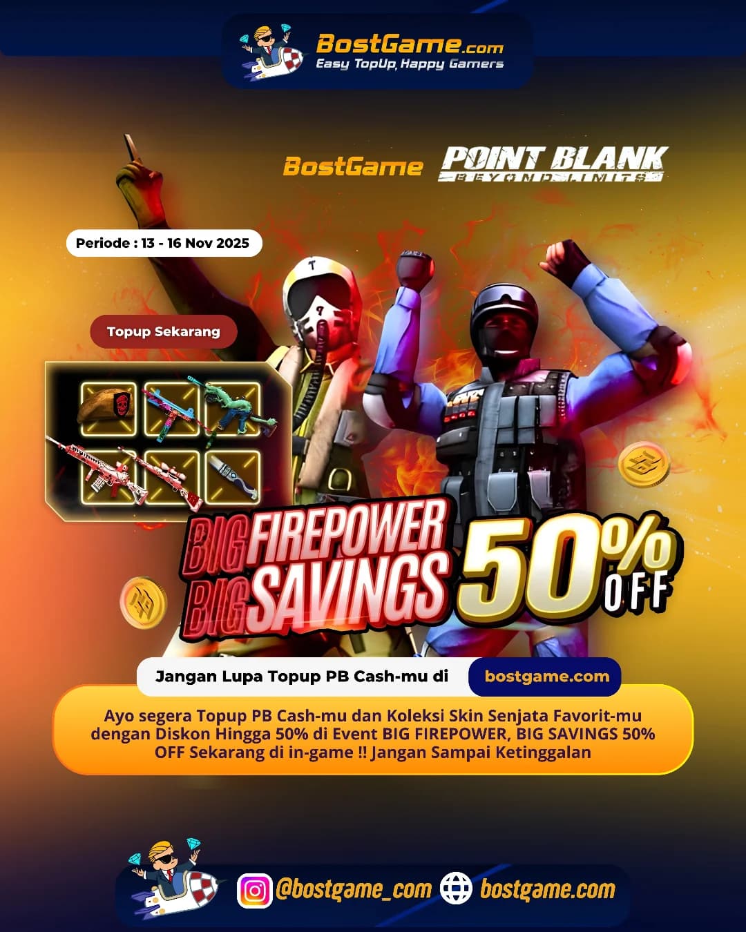Point Blank : Waktunya borong senjata kesayanganmu karena Event BIG FIREPOWER, BIG SAVINGS 50% OFF udah resmi hadir!