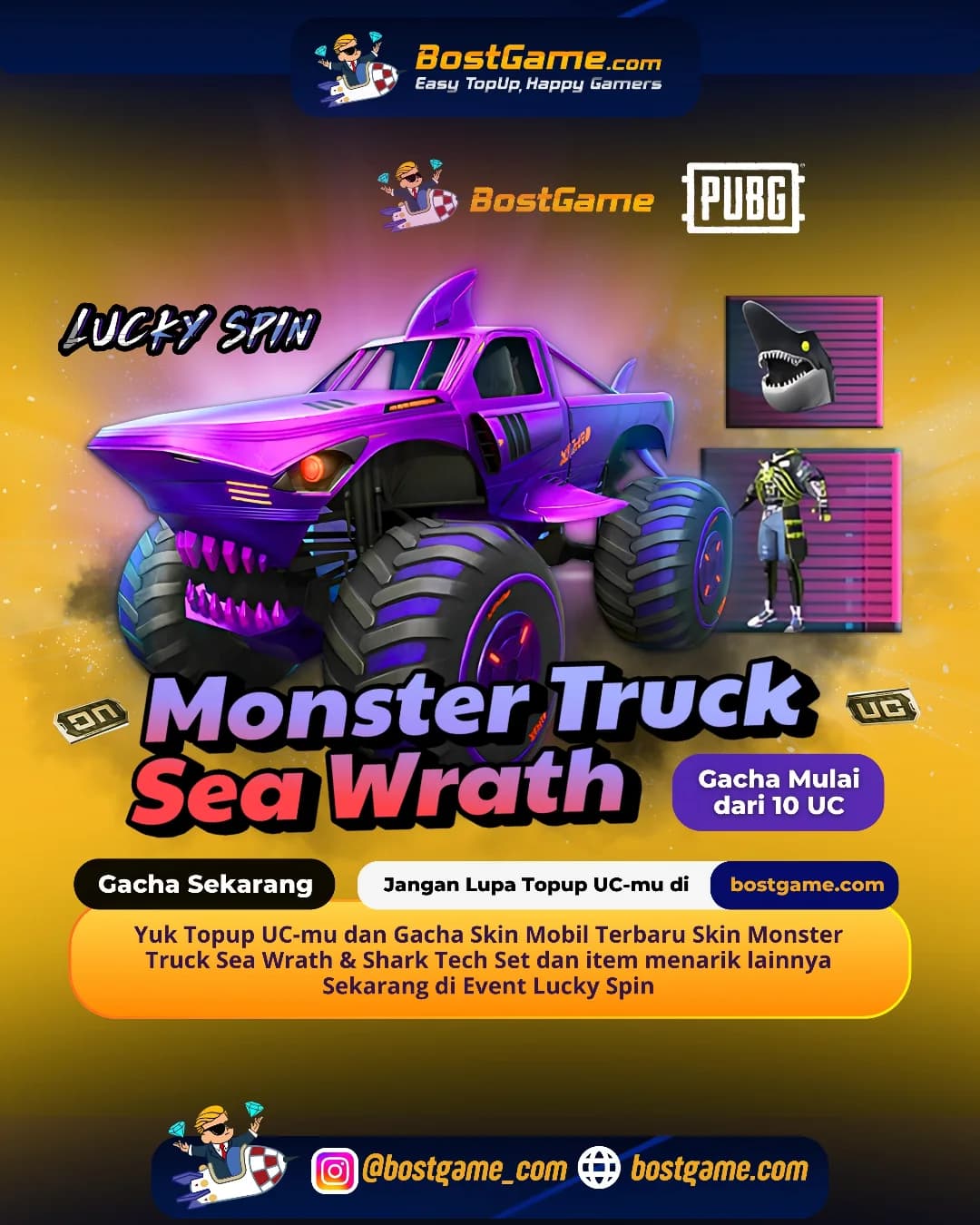 Pubg : Kali ini hadir bareng Skin Mobil Monster Truck - Sea Wrath 🐋