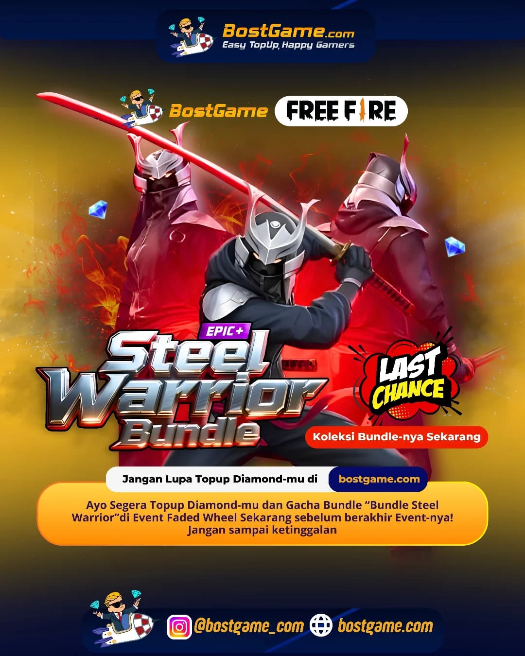 Free Fire : Last Chance Event “Bundle Steel Warrior” Sobat FF!  Periode Hingga 18 Des 2025