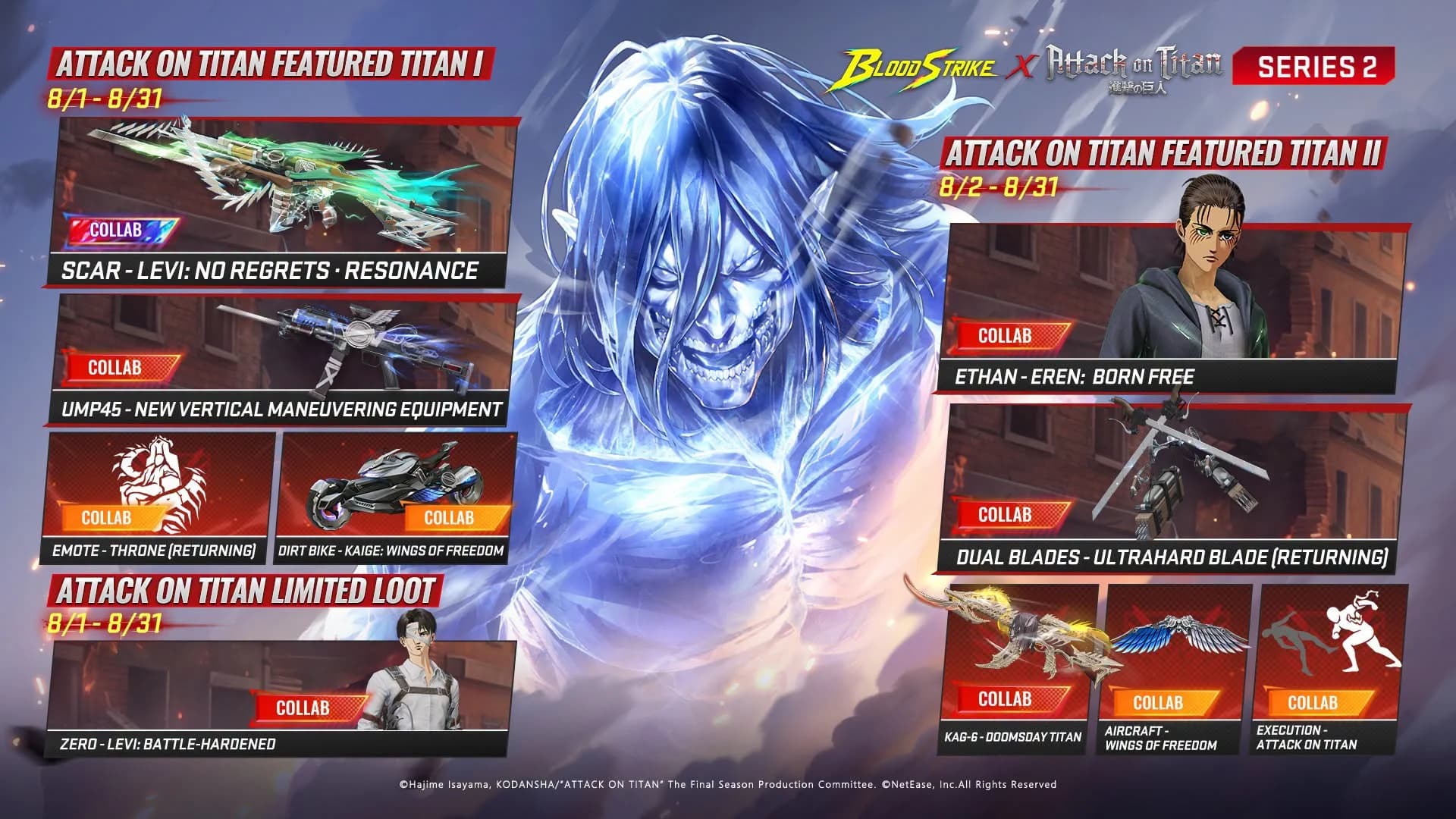 Blood Strike x Attack on Titan Resmi Dimulai, Eren, Levi, dan Item Bertema Titan Kini Tersedia